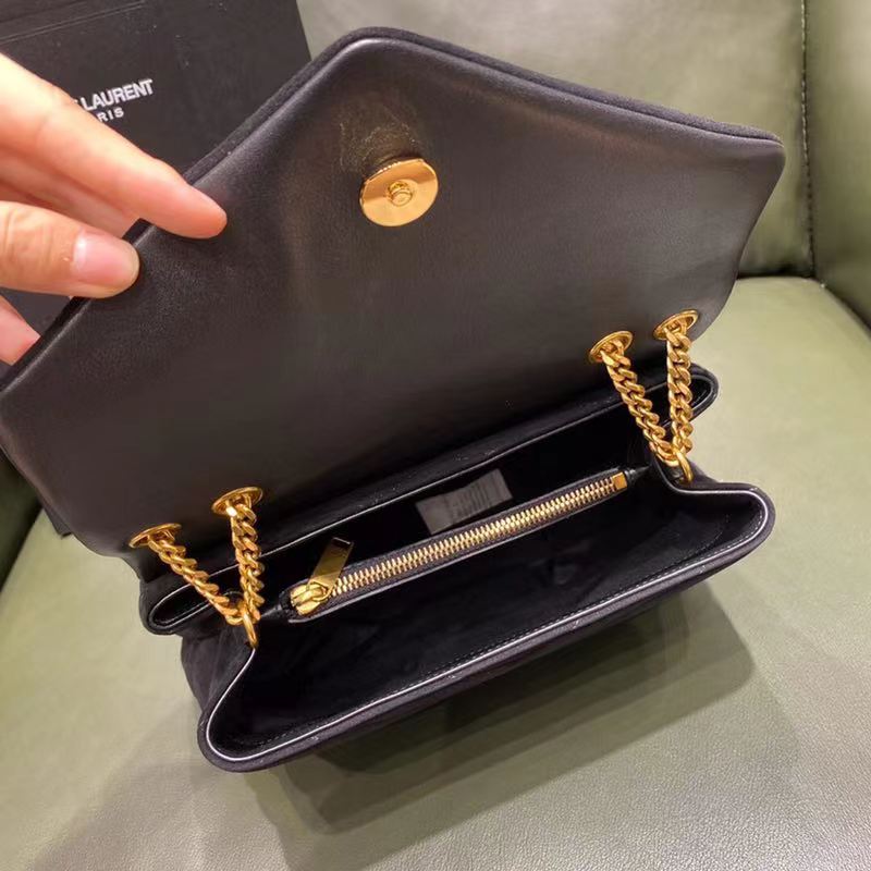 Saint Laurent YSL Women Loulou Toy Strap Bag Matelassé Y Quilted Suede Smooth Leather Black - image 6