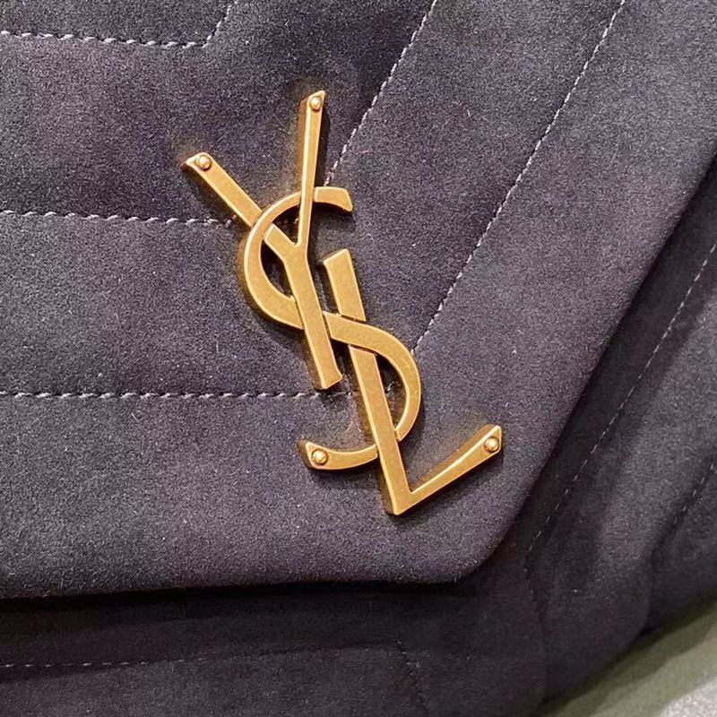 Saint Laurent YSL Women Loulou Toy Strap Bag Matelassé Y Quilted Suede Smooth Leather Black - image 8