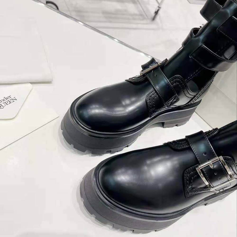 Alexander Mcqueen Women Rave Buckle Boot in Black/Silver - image 8