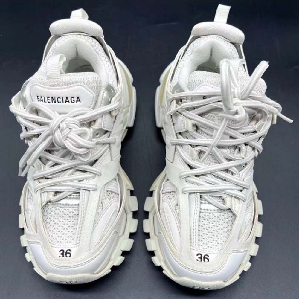 Close-up of Balenciaga Unisex Track Sneaker lace and mesh detail