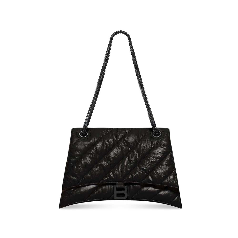 Balenciaga Women Crush Medium Chain Bag Quilted in Black