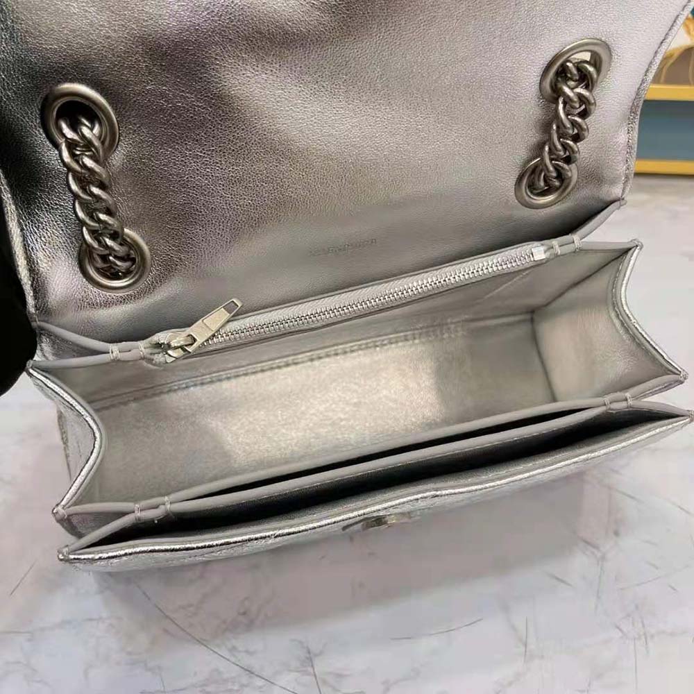 Balenciaga Women Crush Small Chain Bag Metallized Quilted in Silver - image 8