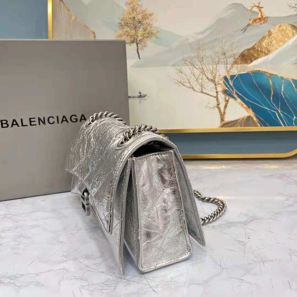 Balenciaga Women Crush Small Chain Bag Metallized Quilted in Silver - image 6