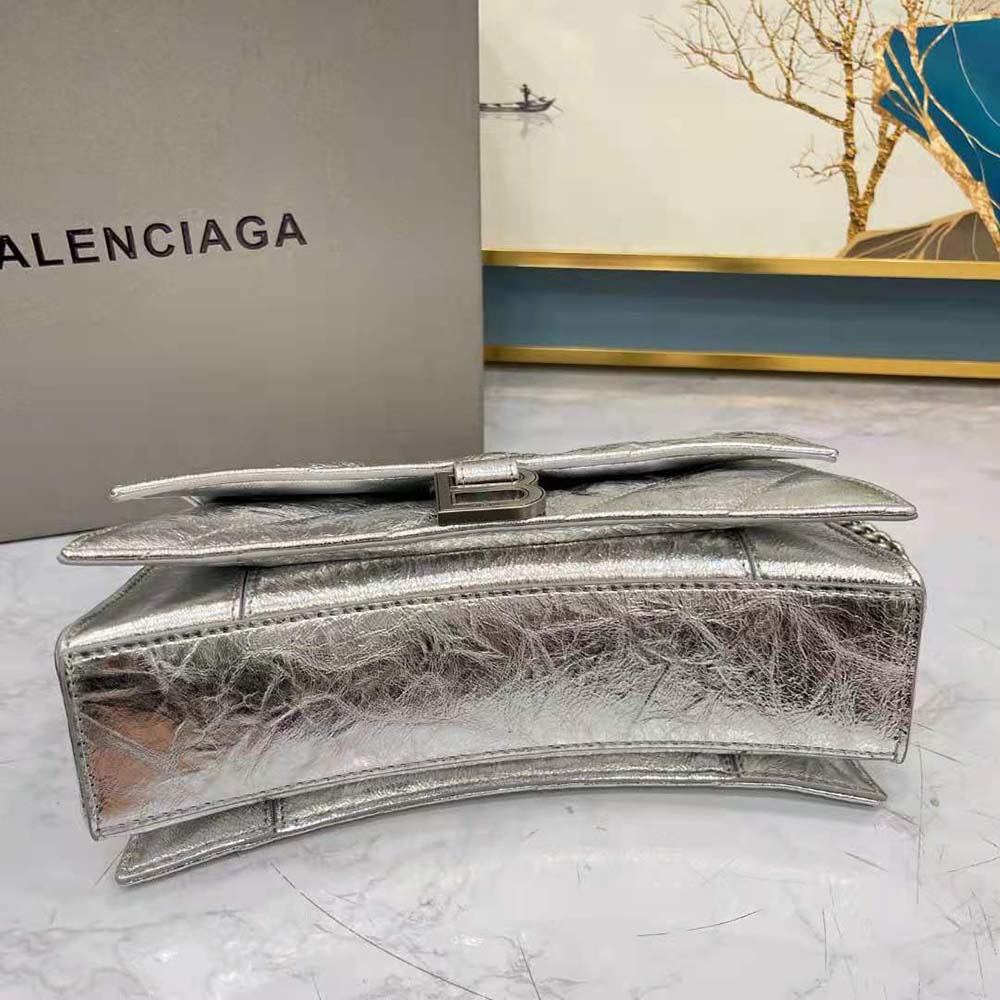 Balenciaga Women Crush Small Chain Bag Metallized Quilted in Silver - image 7