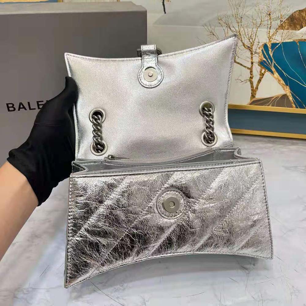 Balenciaga Women Crush Small Chain Bag Metallized Quilted in Silver - image 5