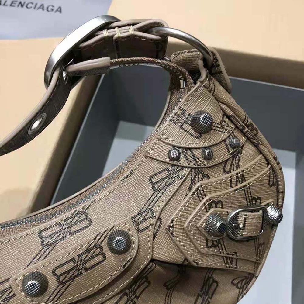 Balenciaga Women Le Cagole Mini Bag with Chain BB Monogram Coated Canvas in Beige - image 8