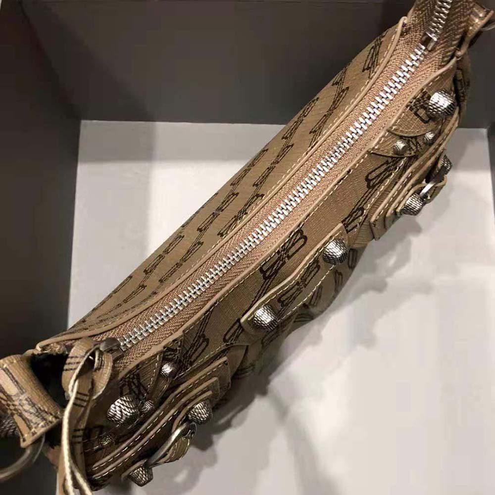 Balenciaga Women Le Cagole Mini Bag with Chain BB Monogram Coated Canvas in Beige - image 7