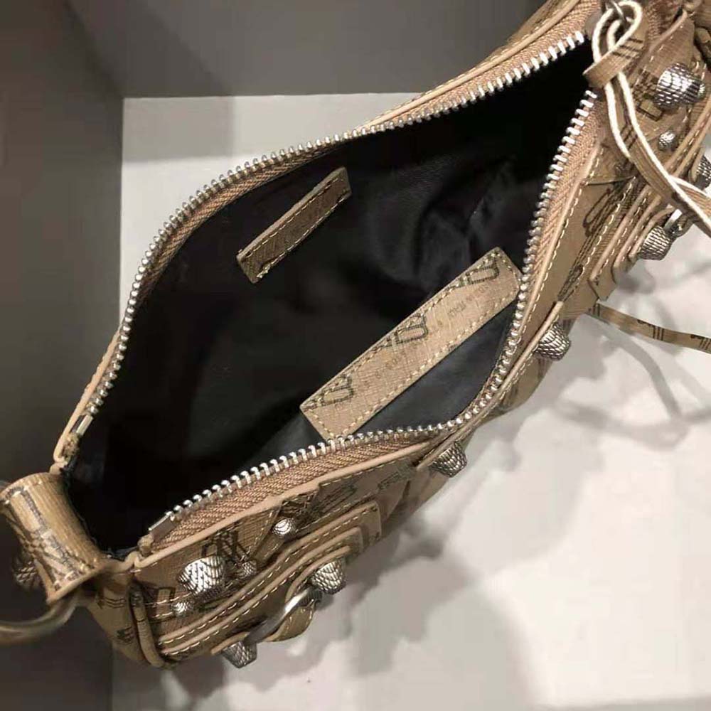 Balenciaga Women Le Cagole Mini Bag with Chain BB Monogram Coated Canvas in Beige - image 6