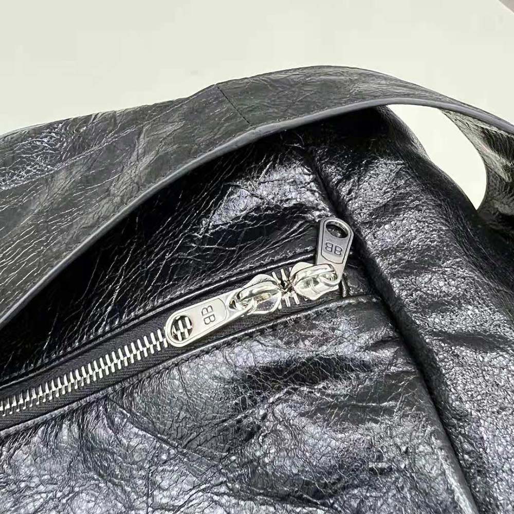 Balenciaga Women Superbusy Large Sling Bag in off Black Arena Lambskin - image 7