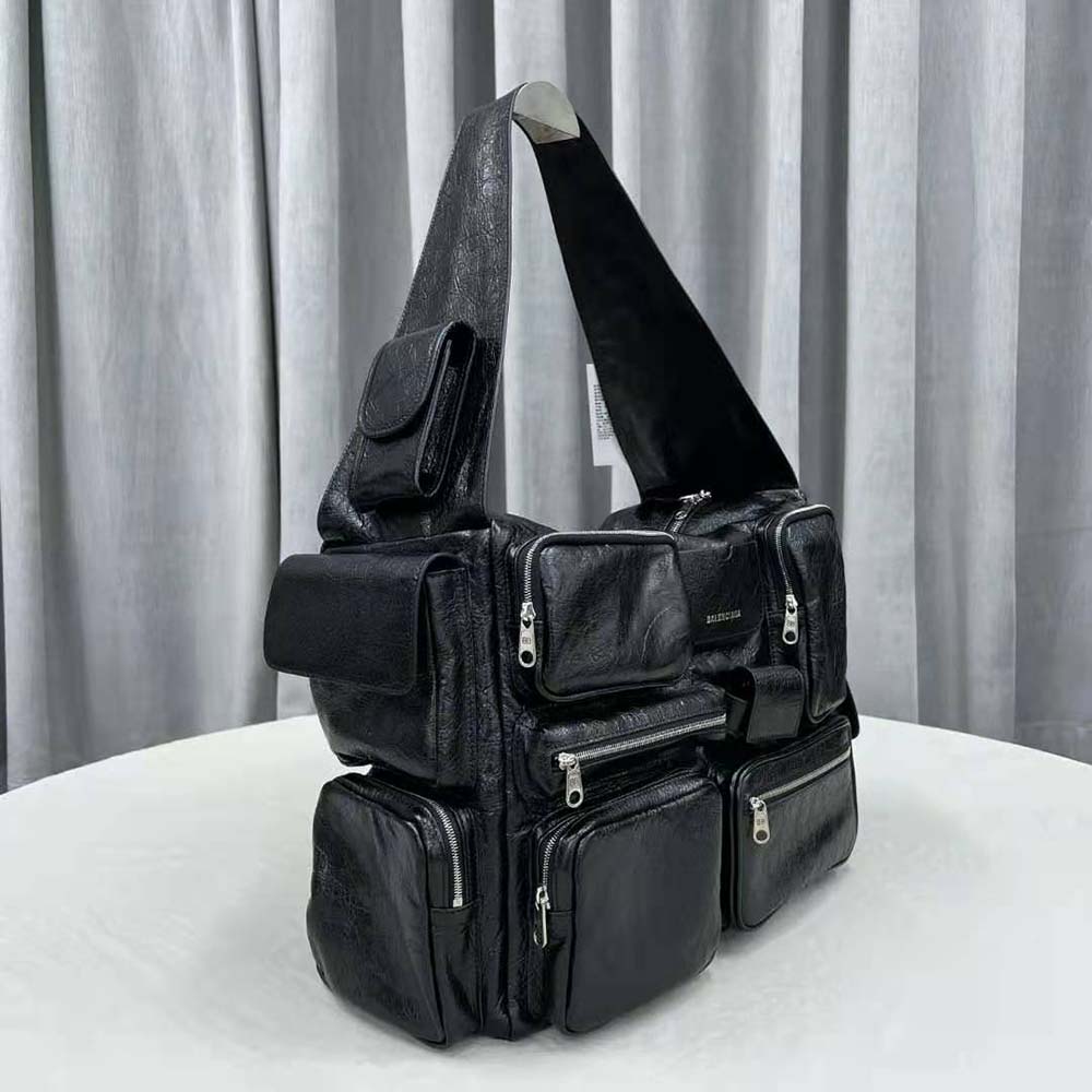 Balenciaga Women Superbusy Large Sling Bag in off Black Arena Lambskin - image 4