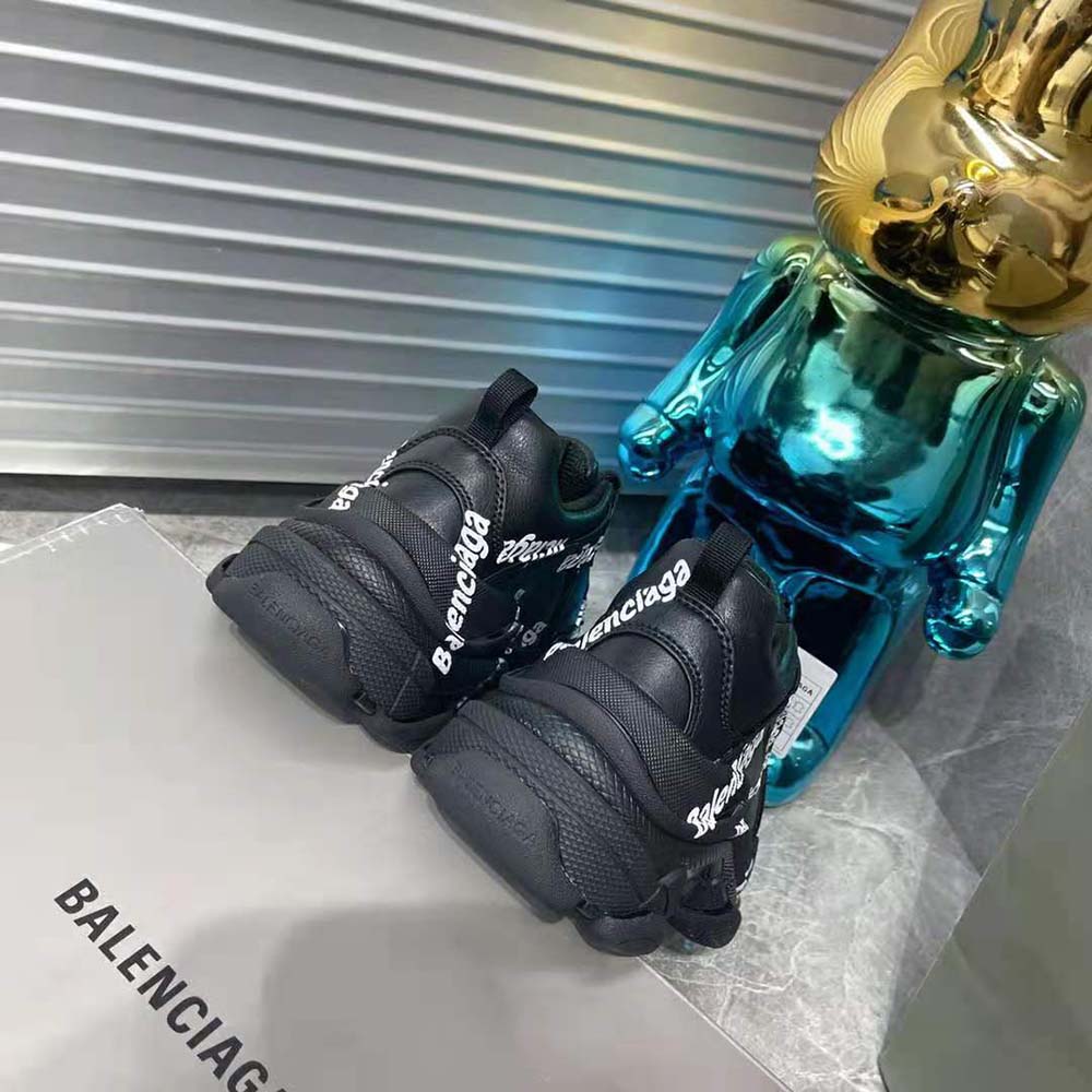 Balenciaga Women Triple S Logotype Sneaker in Black and White Technical Material - image 10