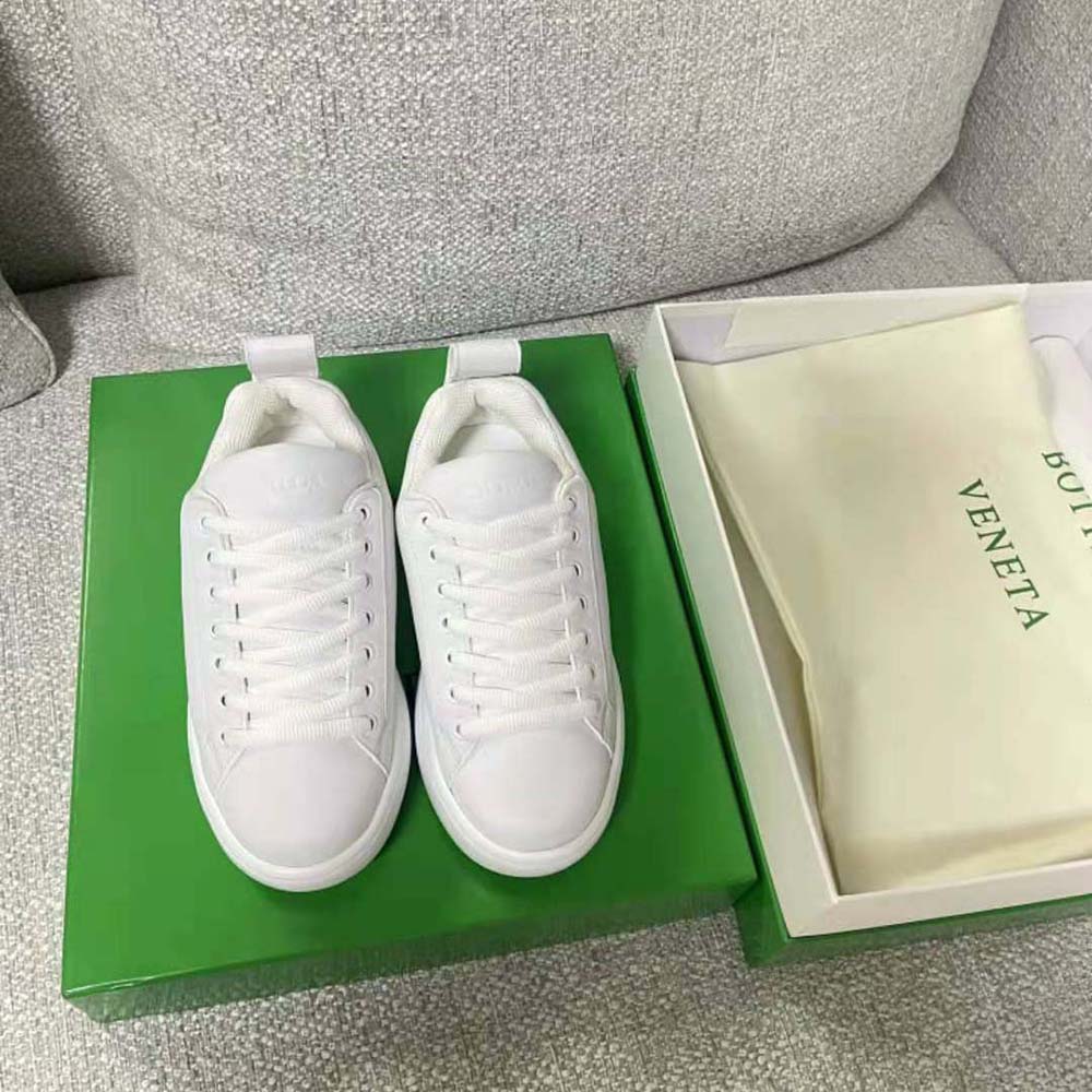 Overhead shot showing chunky silhouette of Bottega Veneta Unisex Pillow Sneaker white