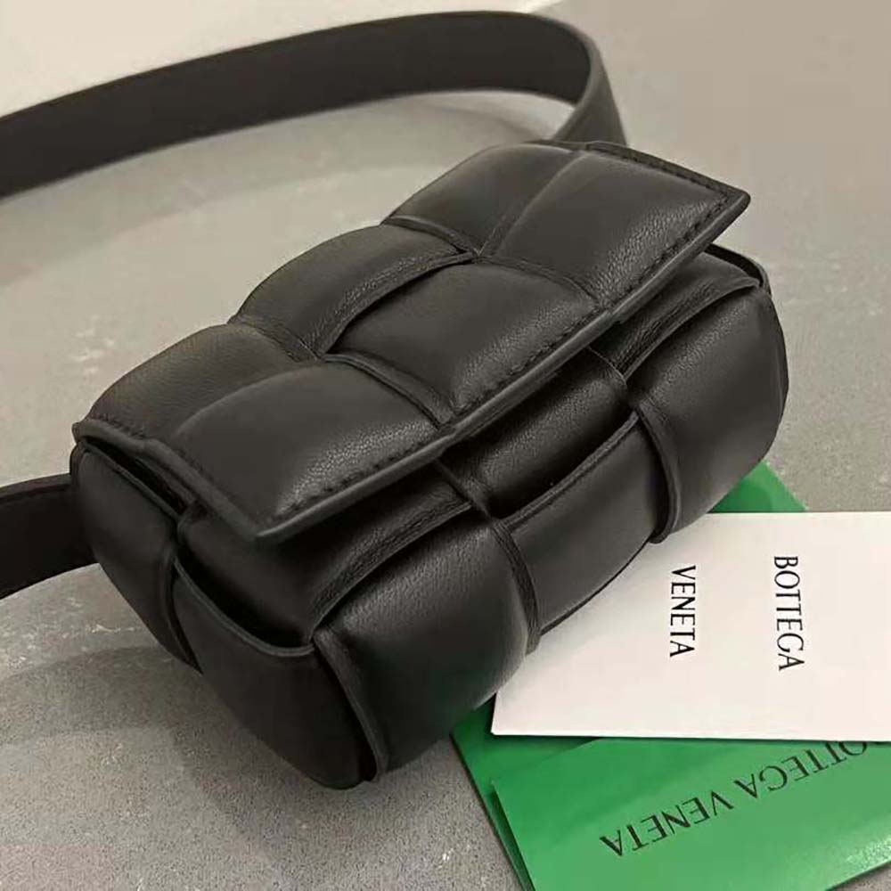 Bottega Veneta Women Candy Padded Cassette Mini Padded Intreccio Leather Cross-Body Bag-Black - image 4