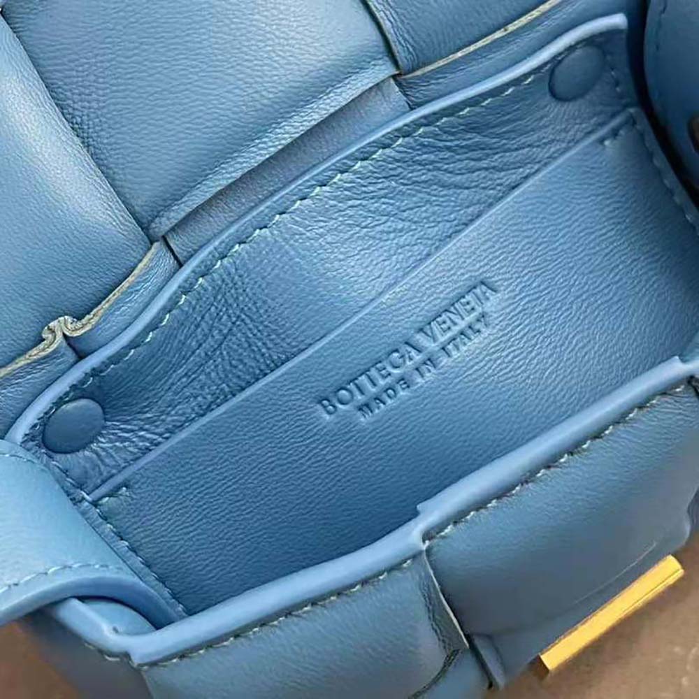 Bottega Veneta Women Candy Padded Cassette Mini Padded Intreccio Leather Cross-Body Bag-Blue - image 10