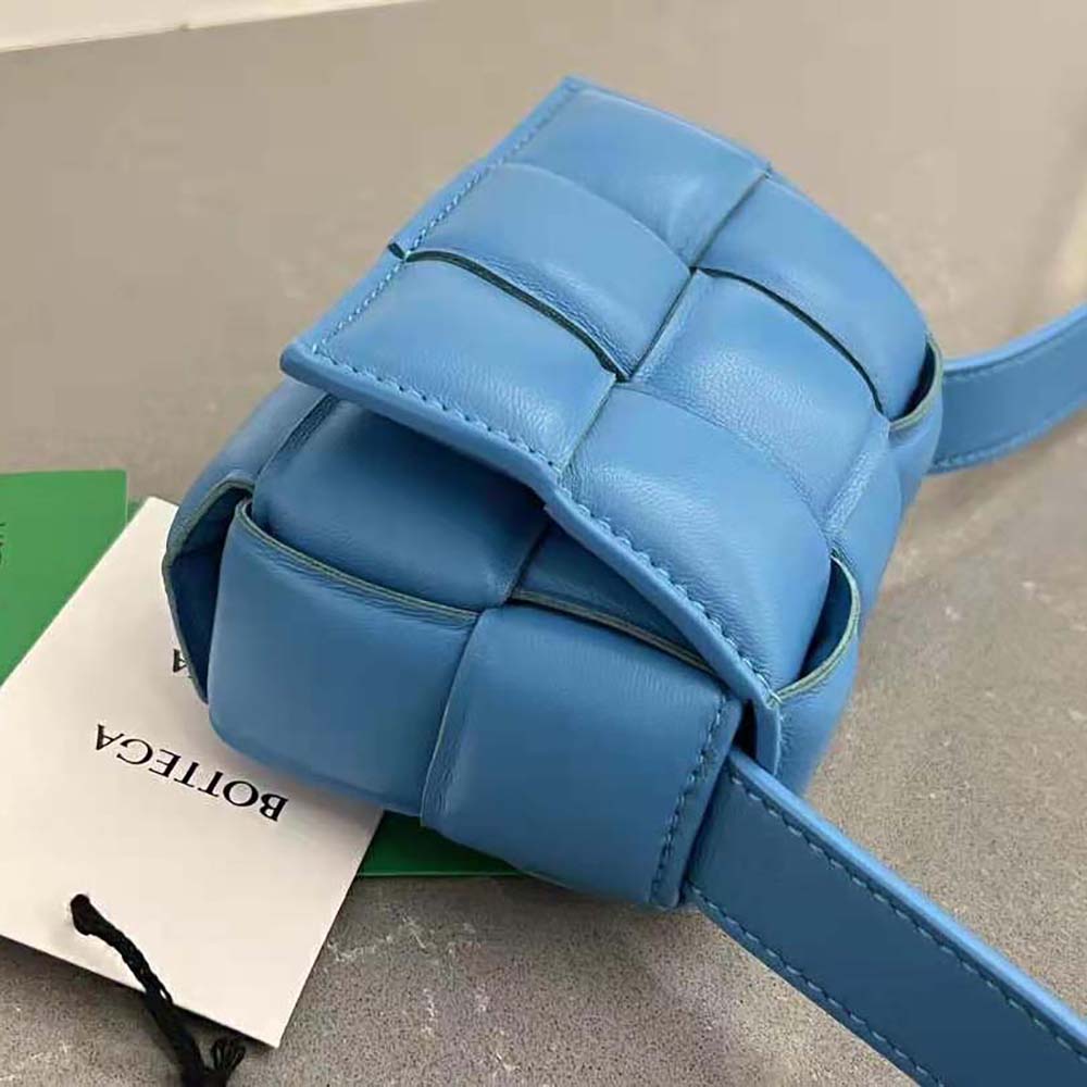 Bottega Veneta Women Candy Padded Cassette Mini Padded Intreccio Leather Cross-Body Bag-Blue - image 5
