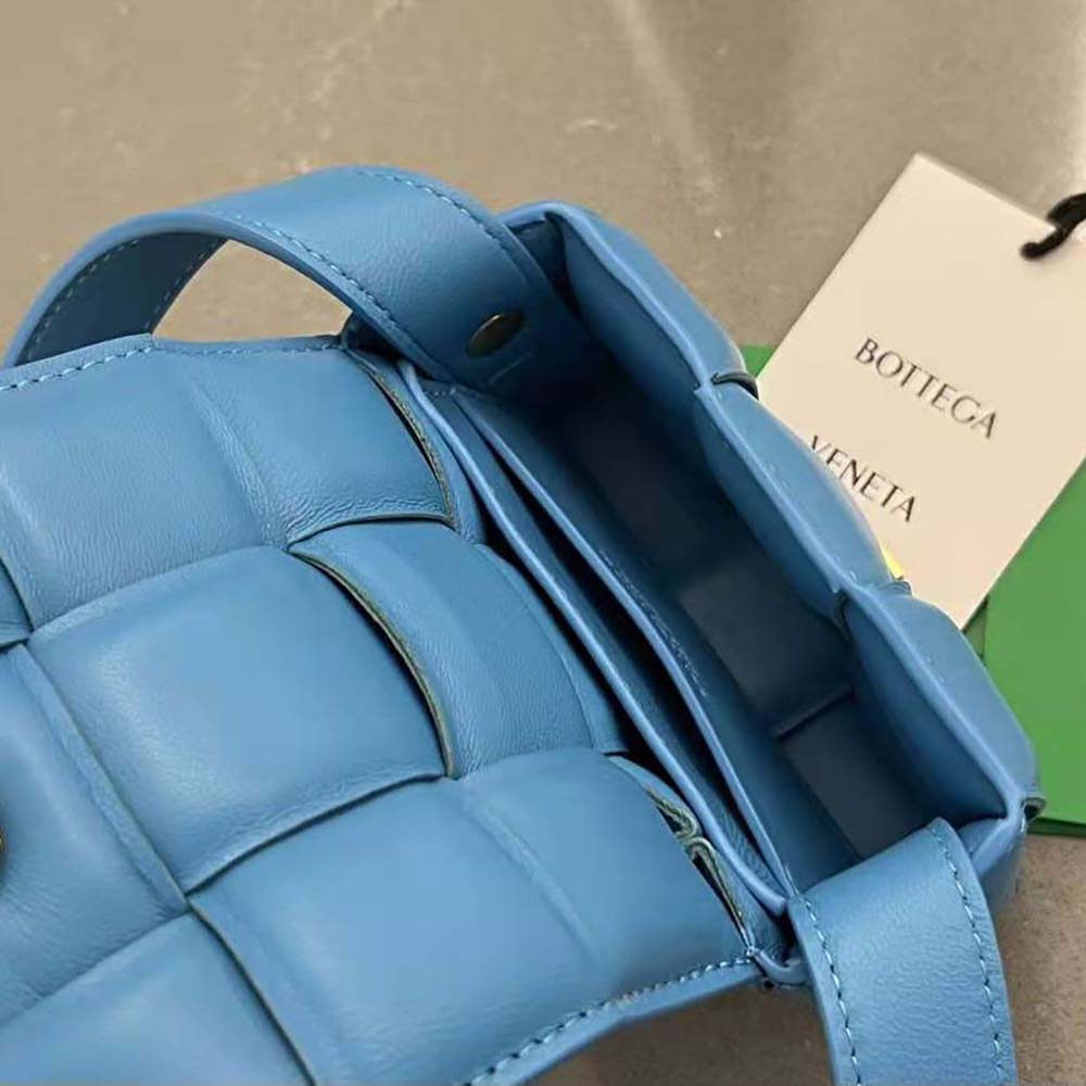 Bottega Veneta Women Candy Padded Cassette Mini Padded Intreccio Leather Cross-Body Bag-Blue - image 8