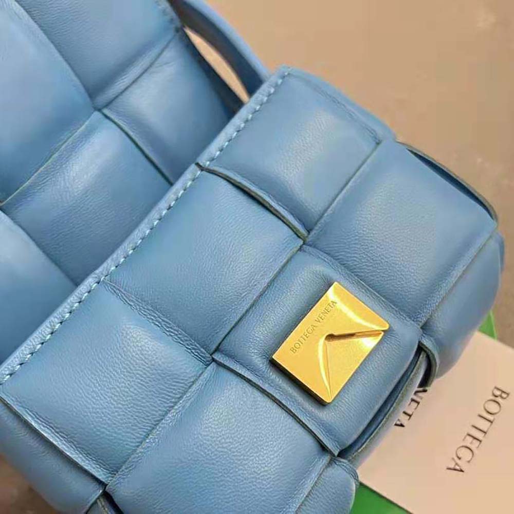 Bottega Veneta Women Candy Padded Cassette Mini Padded Intreccio Leather Cross-Body Bag-Blue - image 7