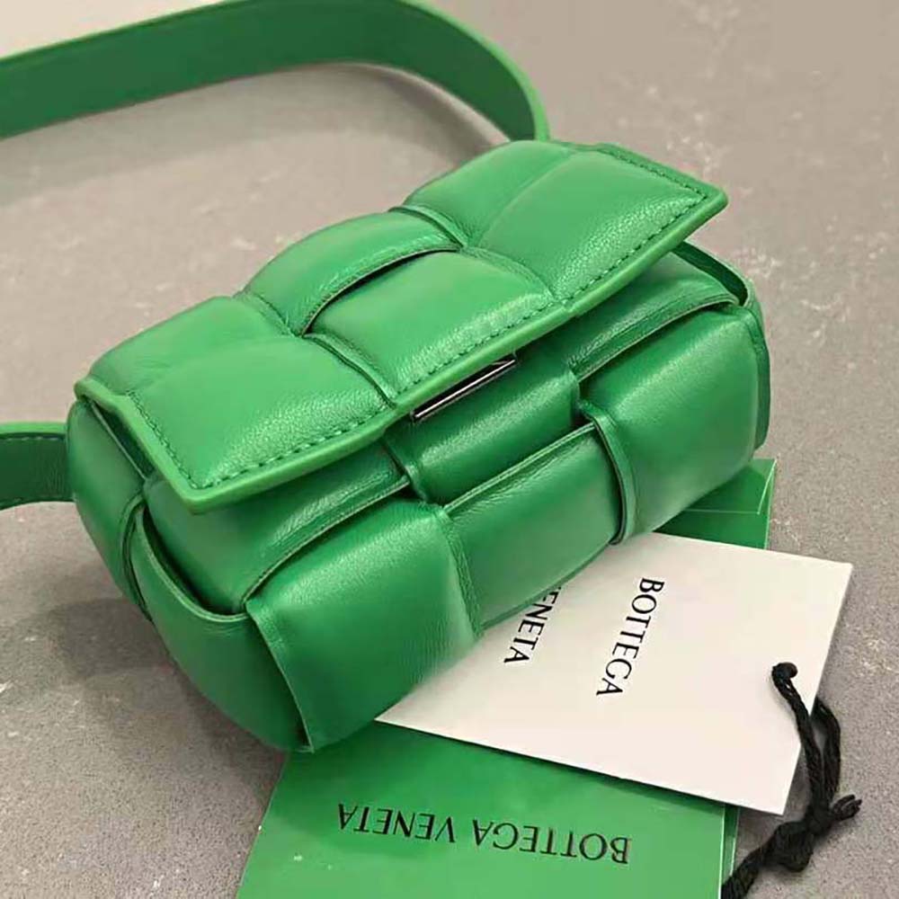 Bottega Veneta Women Candy Padded Cassette Mini Padded Intreccio Leather Cross-Body Bag-Green - image 4