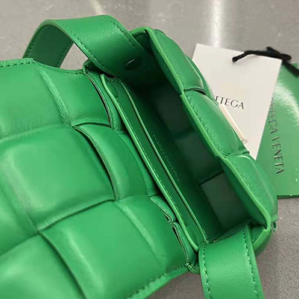 Bottega Veneta Women Candy Padded Cassette Mini Padded Intreccio Leather Cross-Body Bag-Green - image 8