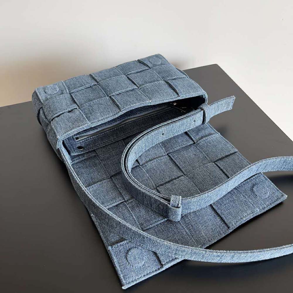 Bottega Veneta Women Cassette Intreccio Washed Denim Cross-Body Bag - image 8