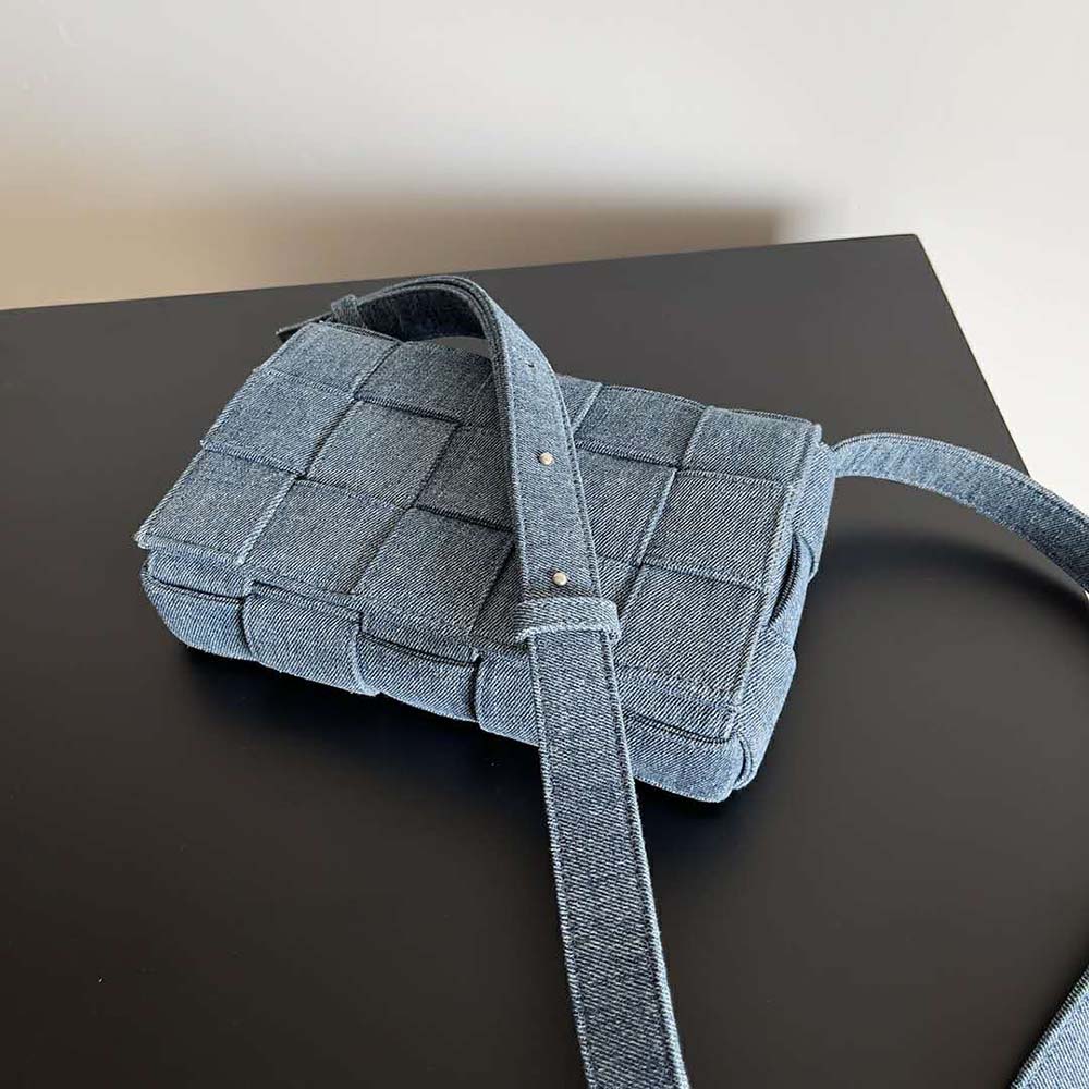 Bottega Veneta Women Cassette Intreccio Washed Denim Cross-Body Bag - image 4