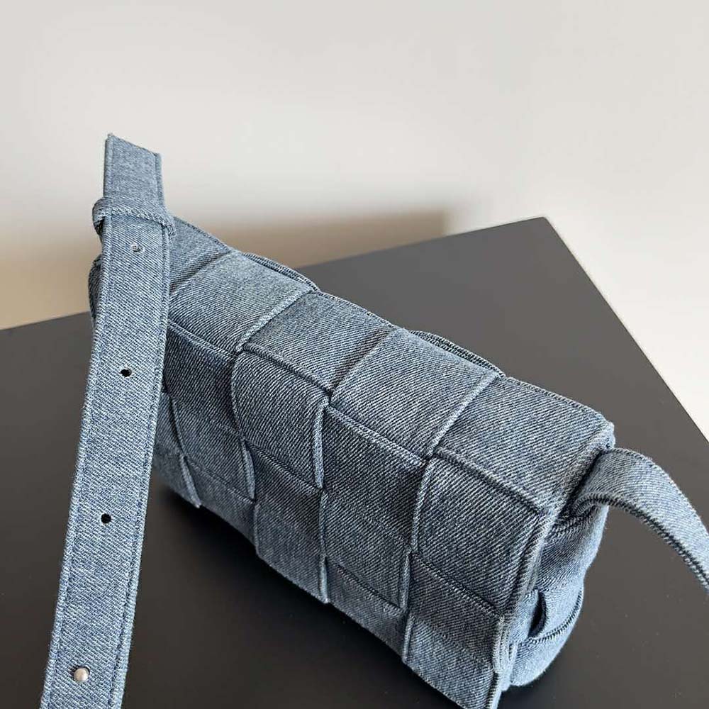 Bottega Veneta Women Cassette Intreccio Washed Denim Cross-Body Bag - image 9