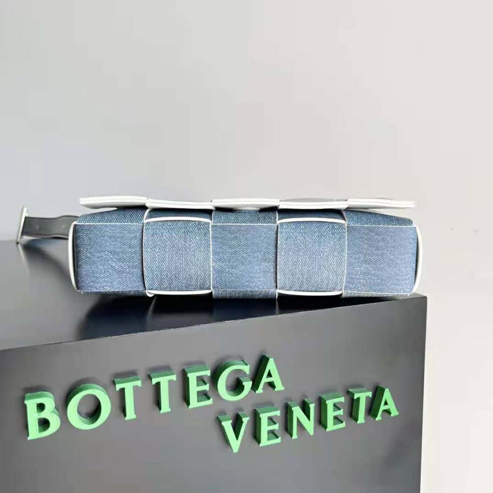 Bottega Veneta Women Cassette Medium Intreccio Denim-Effect Leather Crossbody Bag - image 4
