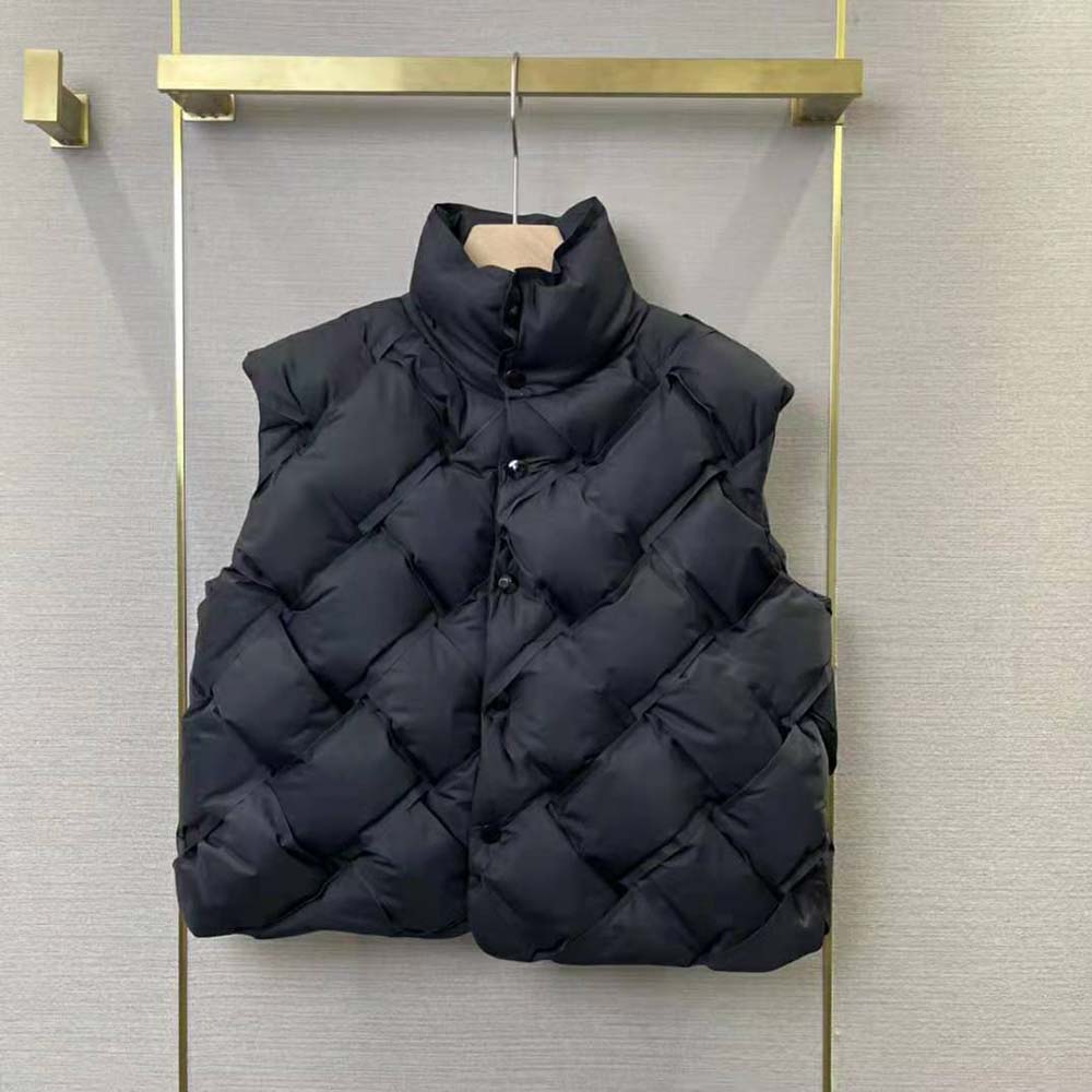 Close-up of intreccio detail on Bottega Veneta tech nylon vest