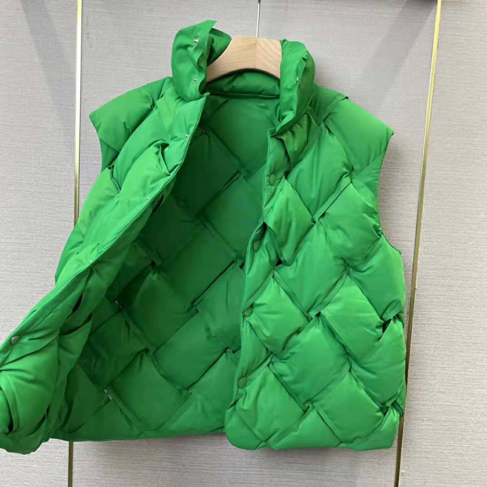 Bottega Veneta Women Intreccio Tech Nylon Vest-Green - image 4