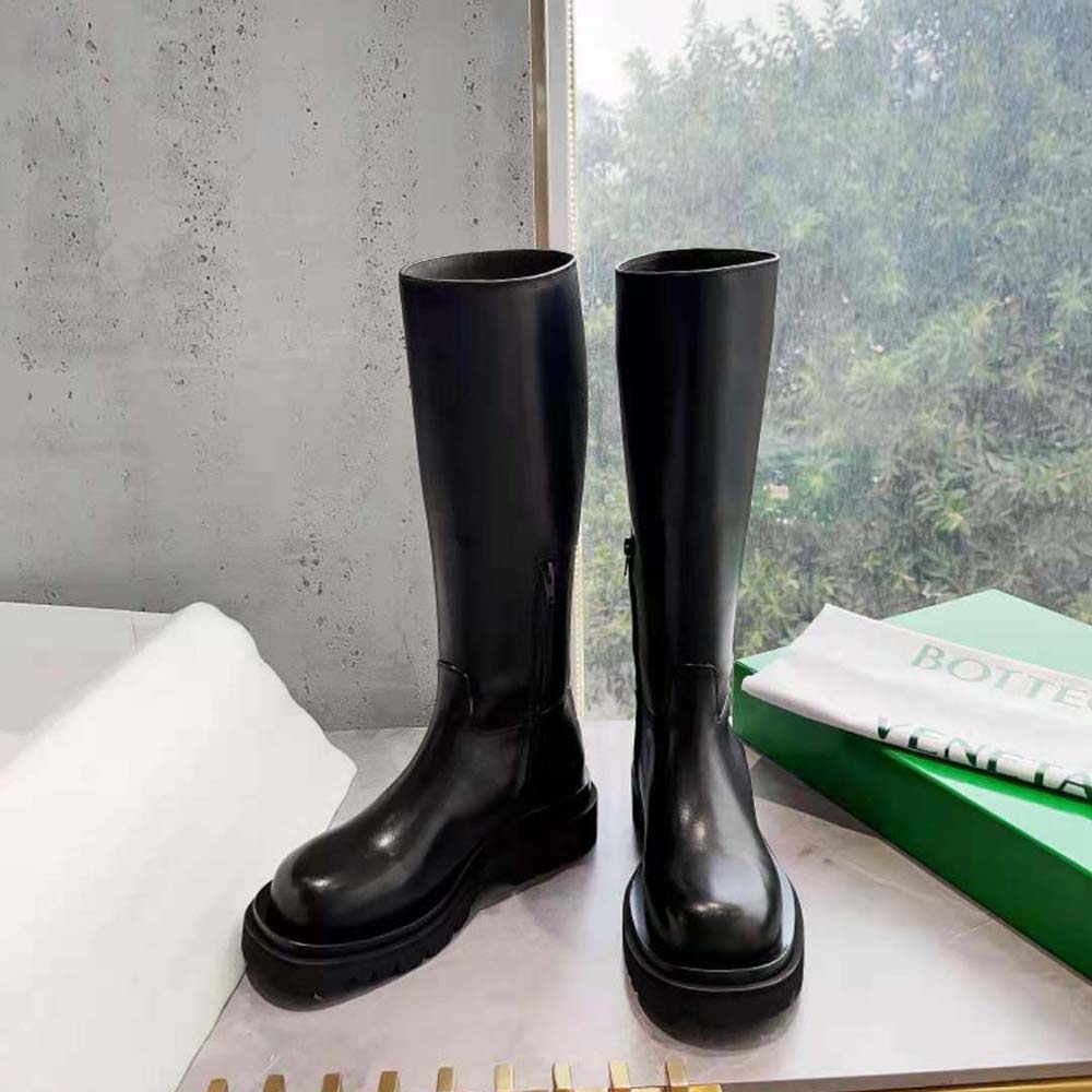 Top view showing lace-up closure on Bottega Veneta Women Lug Boot
