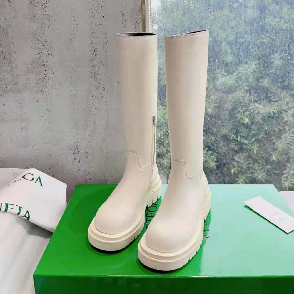 Top view showing elastic side panels of Bottega Veneta Women Lug Boot