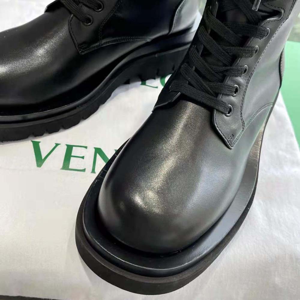 Bottega Veneta Unisex Lug Lace-Up Boot in Calfskin Leather-Black - image 9