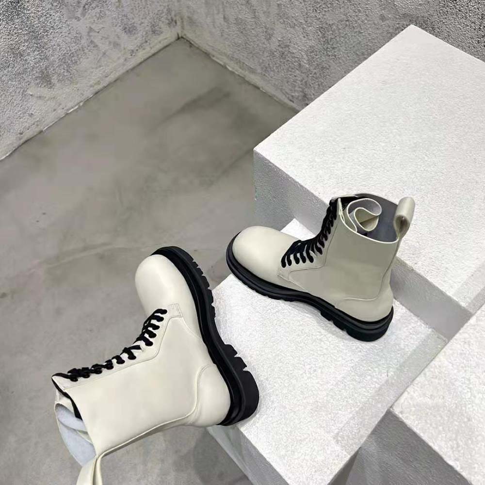 Bottega Veneta Women Lug Lace-Up Boot in Calfskin Leather-White - image 5