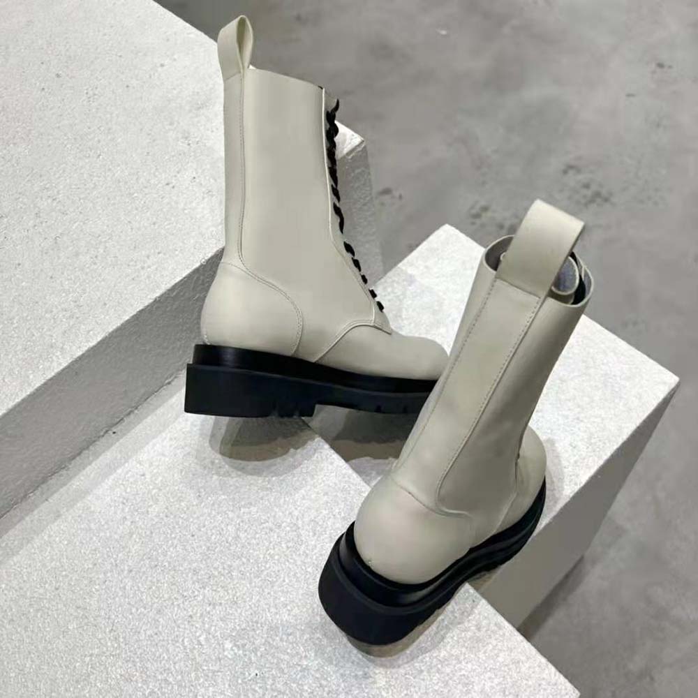 Bottega Veneta Women Lug Lace-Up Boot in Calfskin Leather-White - image 10