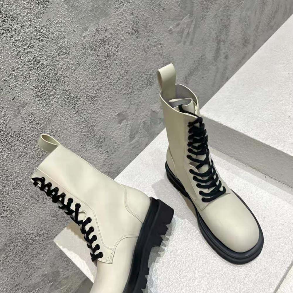 Bottega Veneta Women Lug Lace-Up Boot in Calfskin Leather-White - image 9