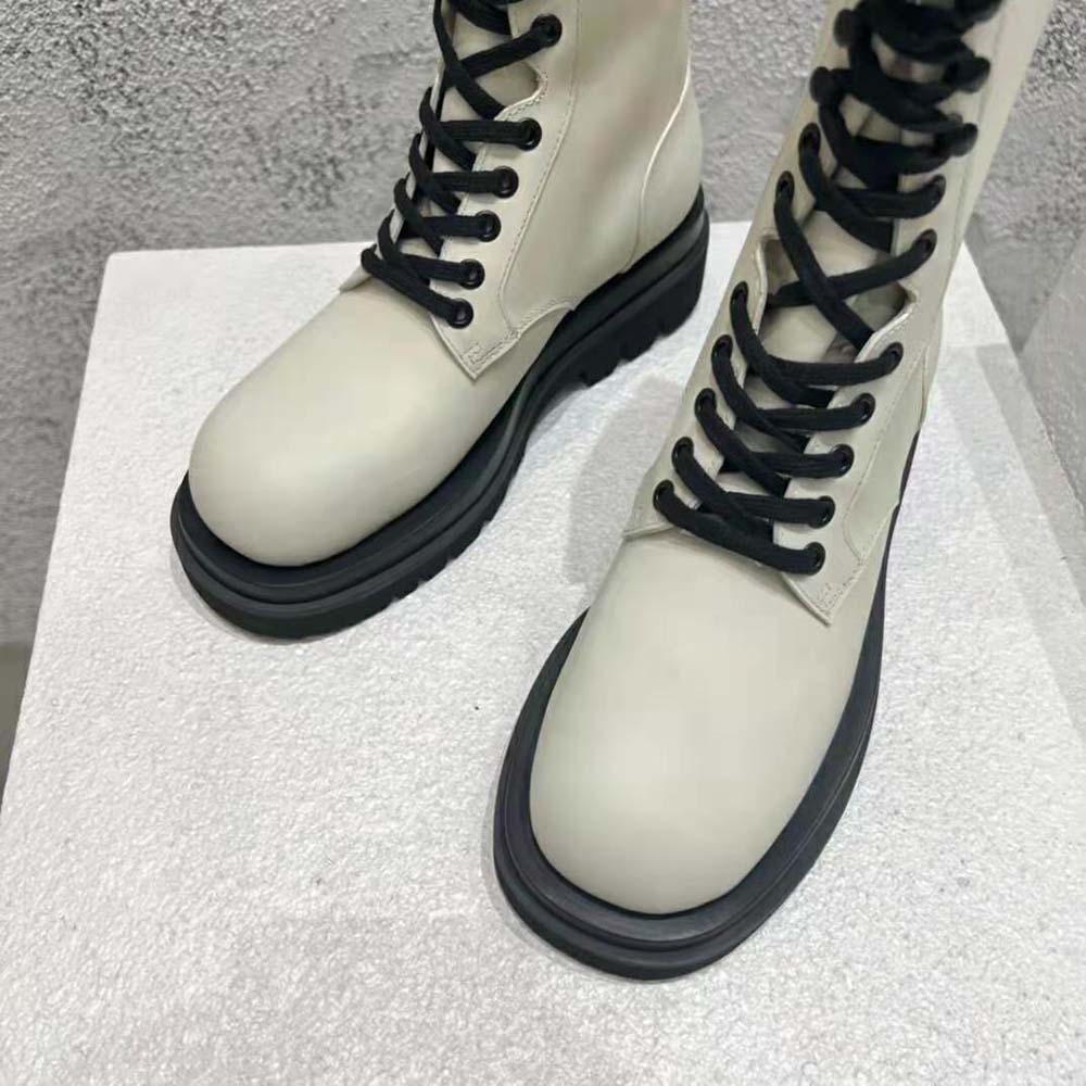 Bottega Veneta Women Lug Lace-Up Boot in Calfskin Leather-White - image 8