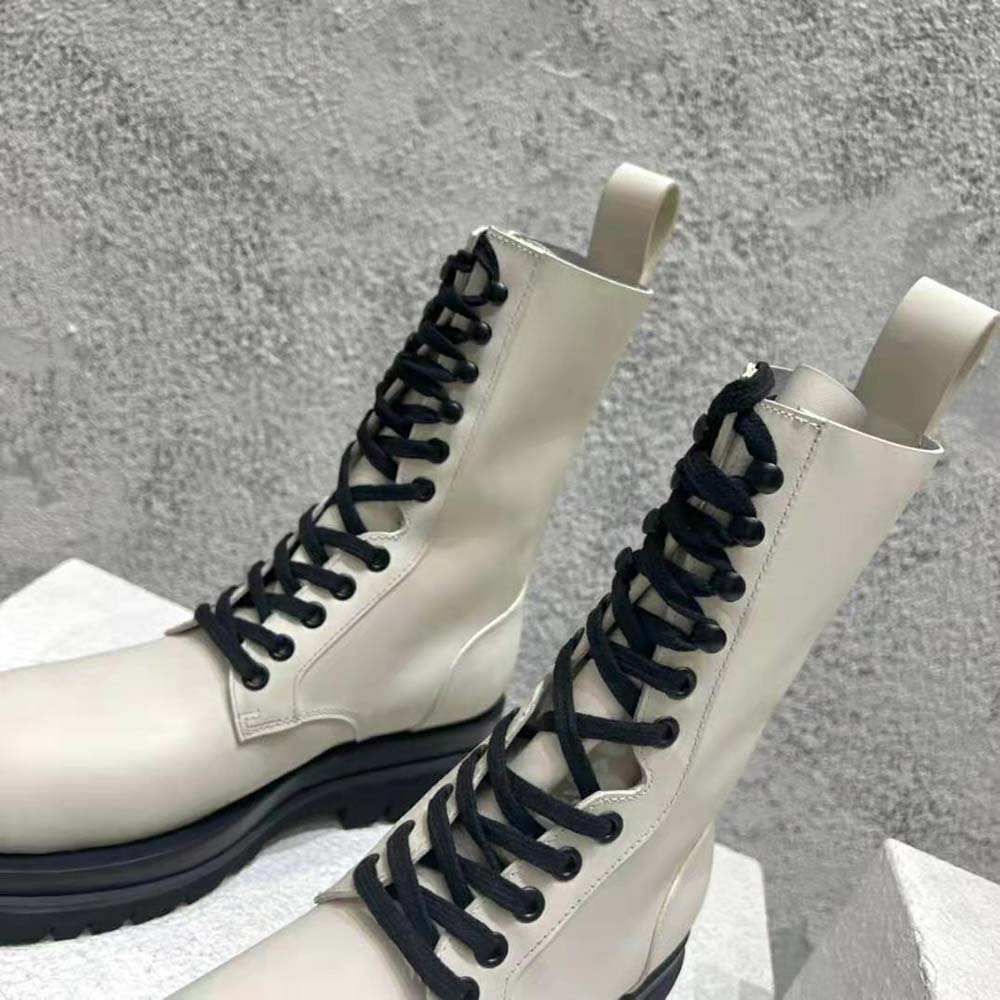 Bottega Veneta Women Lug Lace-Up Boot in Calfskin Leather-White - image 7