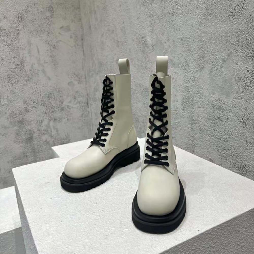 Bottega Veneta Women Lug Lace-Up Boot in Calfskin Leather-White - image 4
