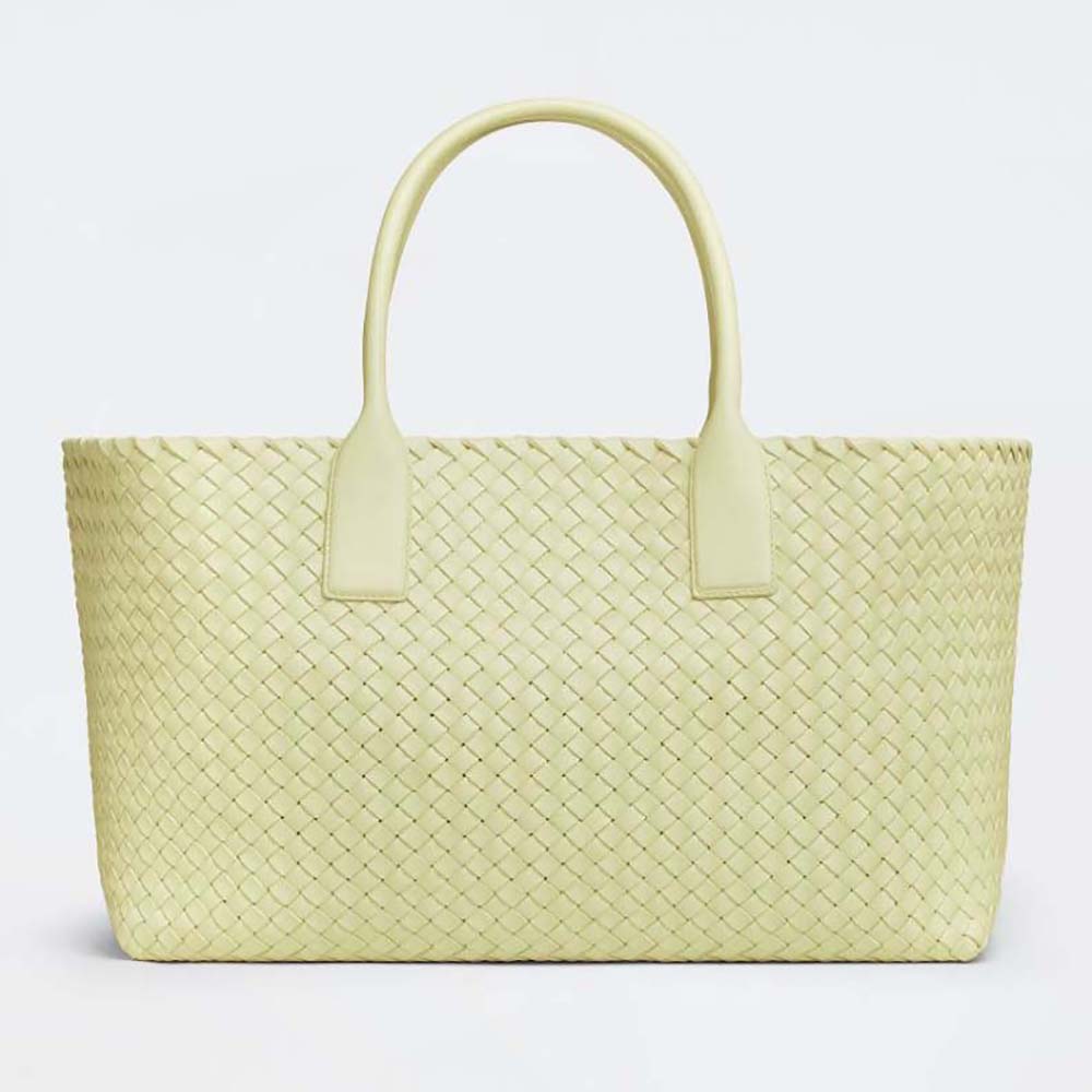 Bottega Veneta Women Medium Cabat Leather Tote Bag-Lime