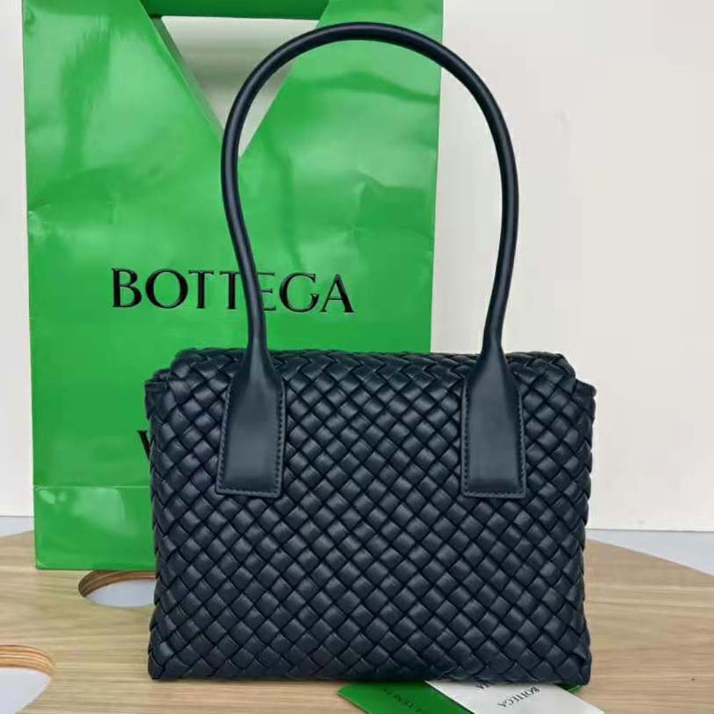 Side profile of Bottega Veneta Women Patti Top Handle Bag showing silhouette