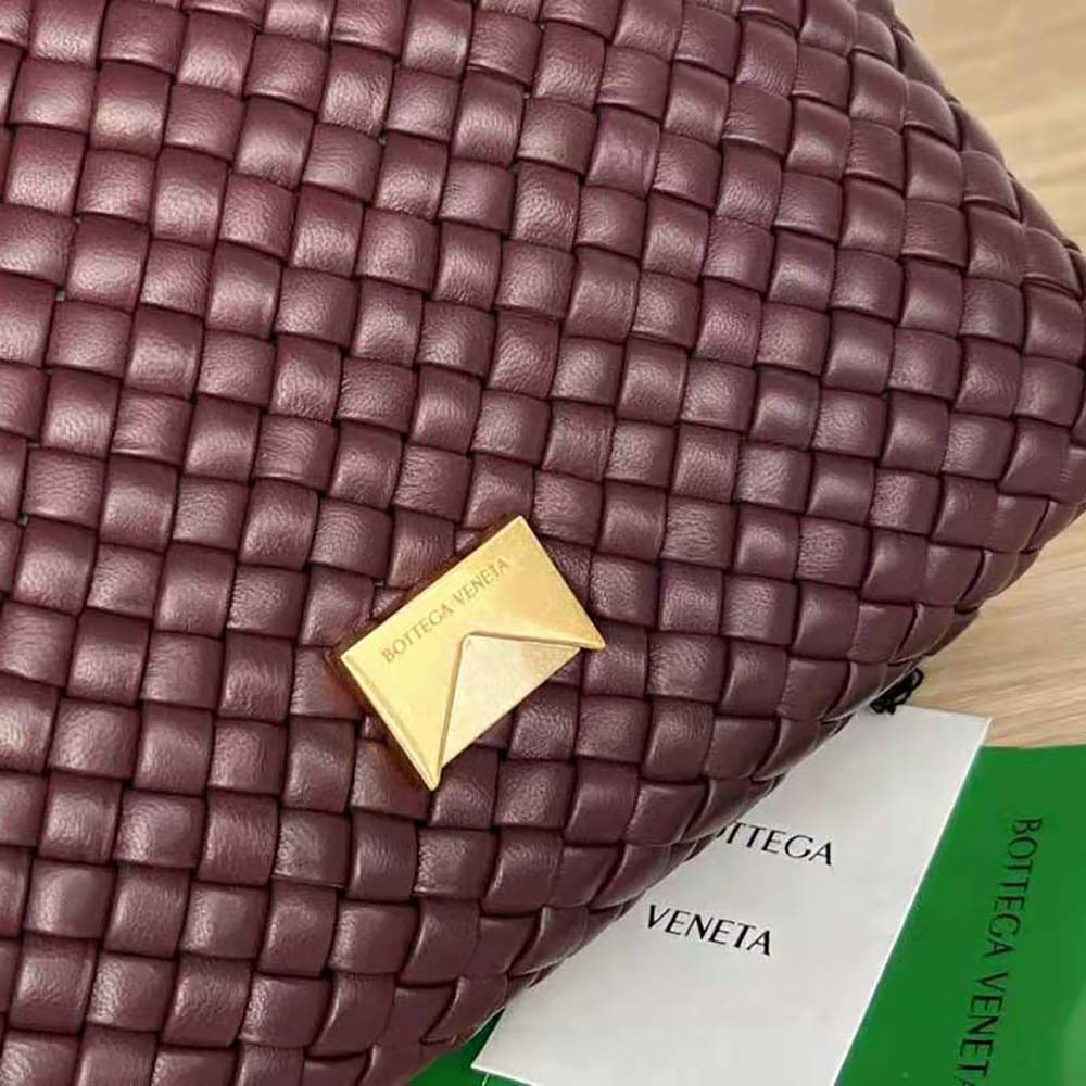 Bottega Veneta Women Patti Top Handle Bag in Lambskin-Maroon - image 8