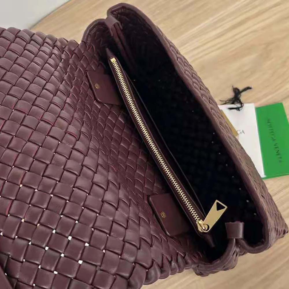Bottega Veneta Women Patti Top Handle Bag in Lambskin-Maroon - image 9