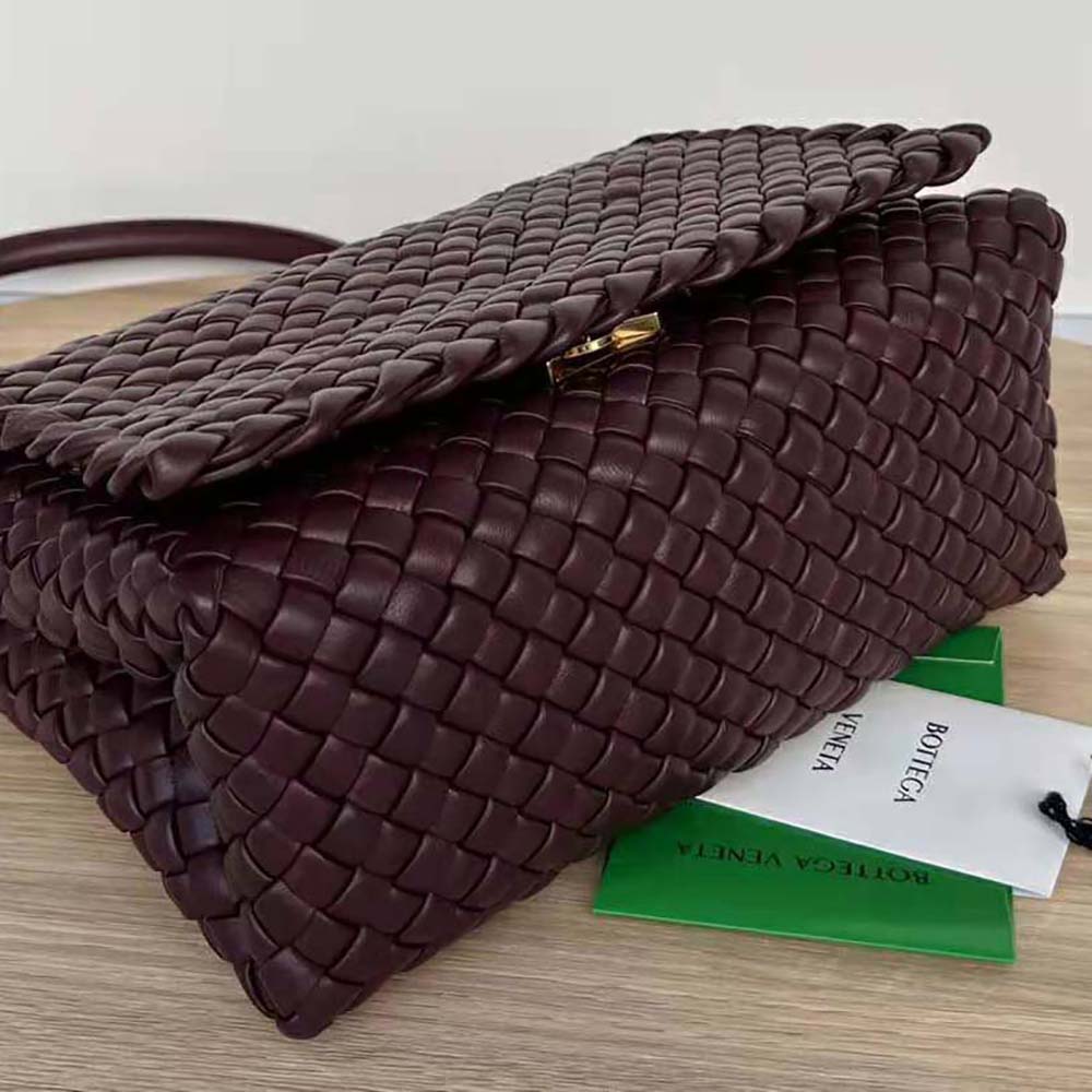 Bottega Veneta Women Patti Top Handle Bag in Lambskin-Maroon - image 5