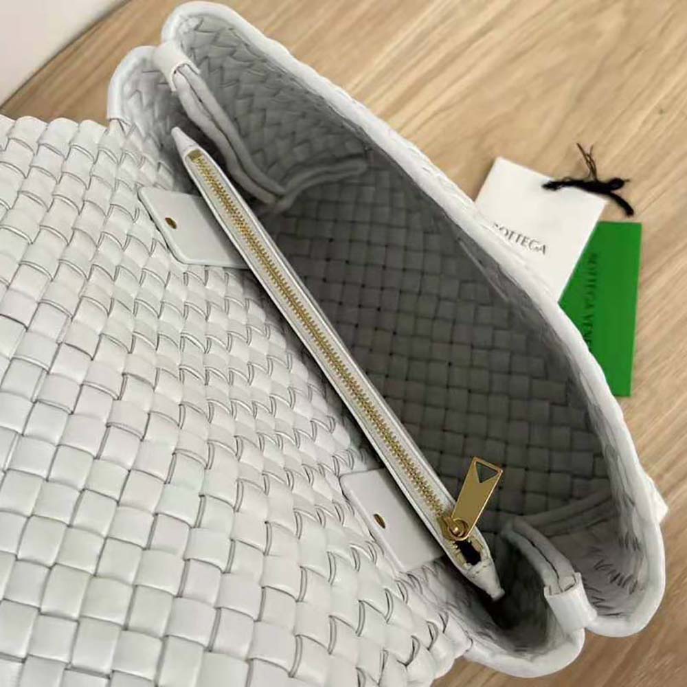 Bottega Veneta Women Patti Top Handle Bag in Lambskin-White - image 7