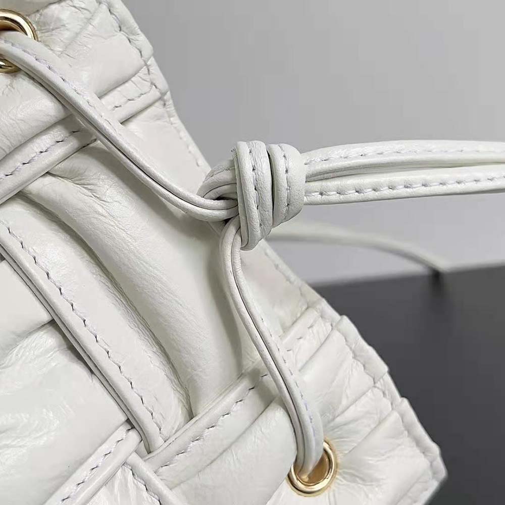 Bottega Veneta Women Small Cassette Bucket Bag in Lambskin Leather-White - image 7