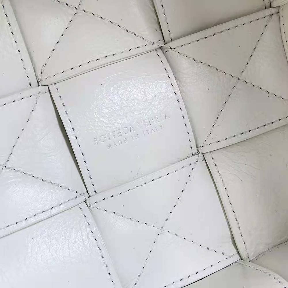 Bottega Veneta Women Small Cassette Bucket Bag in Lambskin Leather-White - image 10