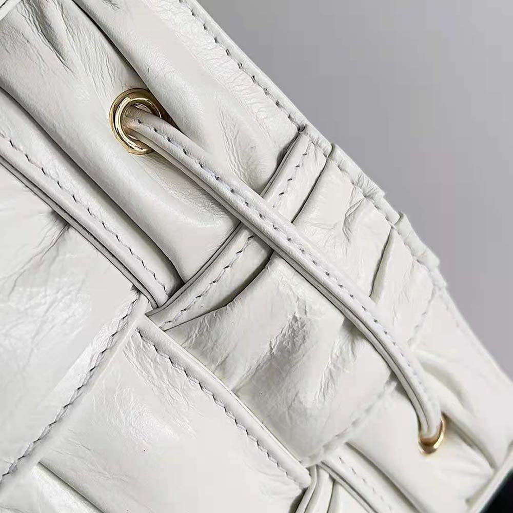 Bottega Veneta Women Small Cassette Bucket Bag in Lambskin Leather-White - image 9