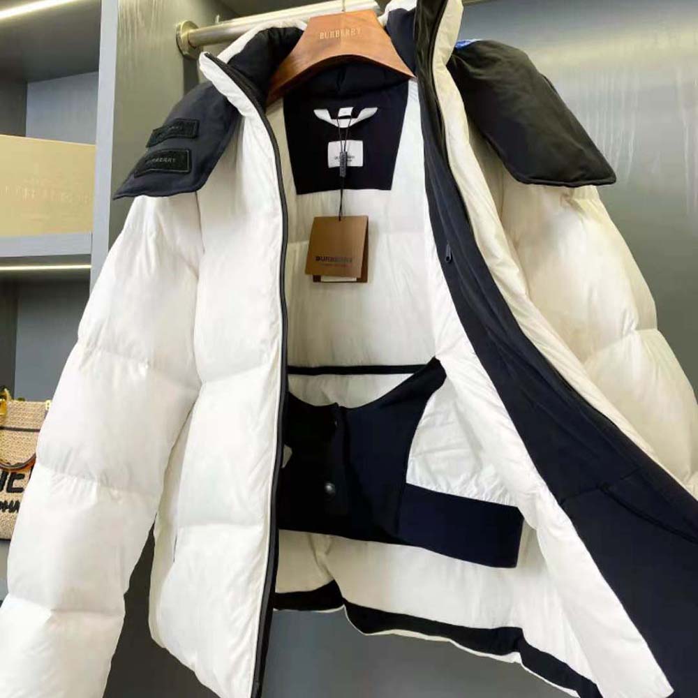 Burberry Women Detachable Hood Nylon Puffer Jacket-White - image 5