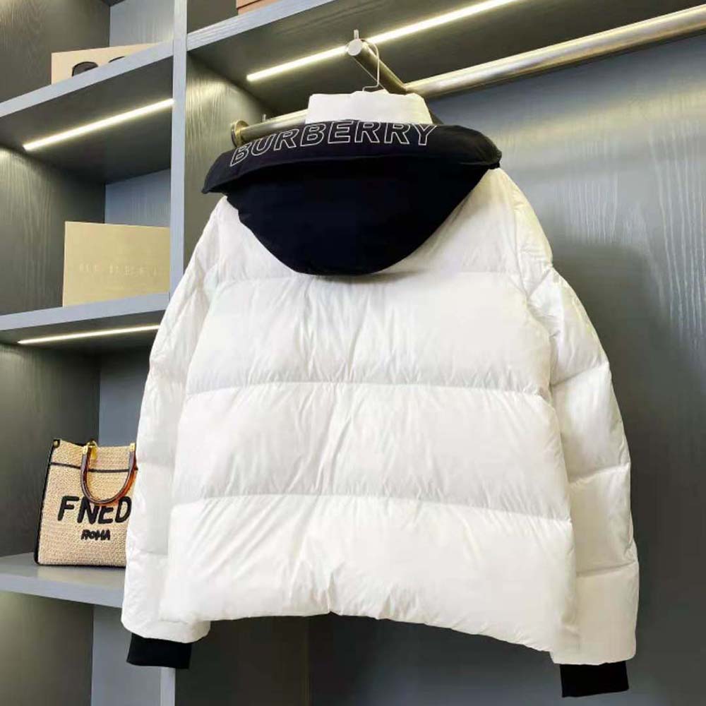 Burberry Women Detachable Hood Nylon Puffer Jacket-White - image 4