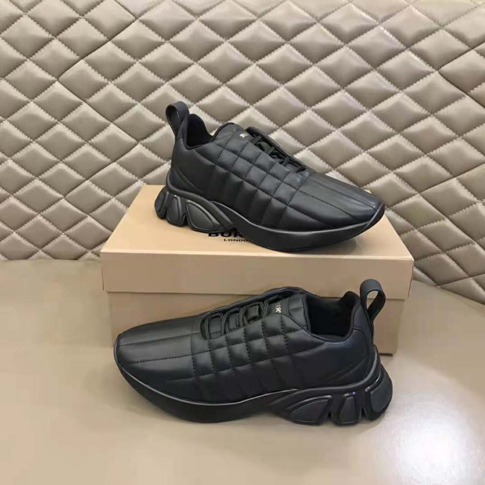 Burberry Unisex Quilted Leather Classic Sneakers-Black - image 9